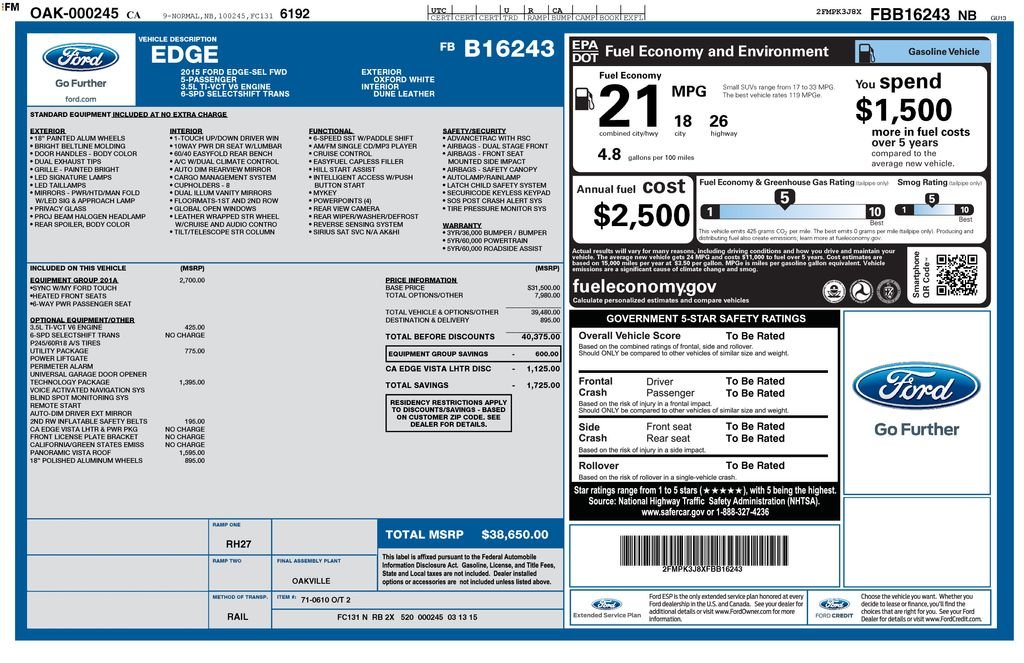 Used 2015 White Ford SEL image 2