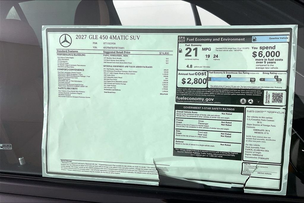 New 2027 Obsidian Black Metallic Mercedes-Benz GLE 450 image 13