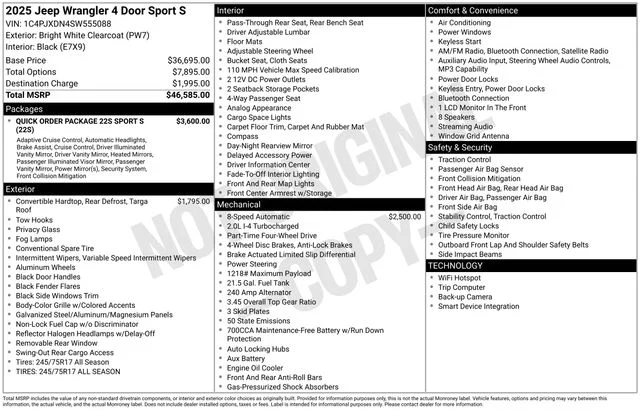 Used 2025 White Jeep Sport S image 37