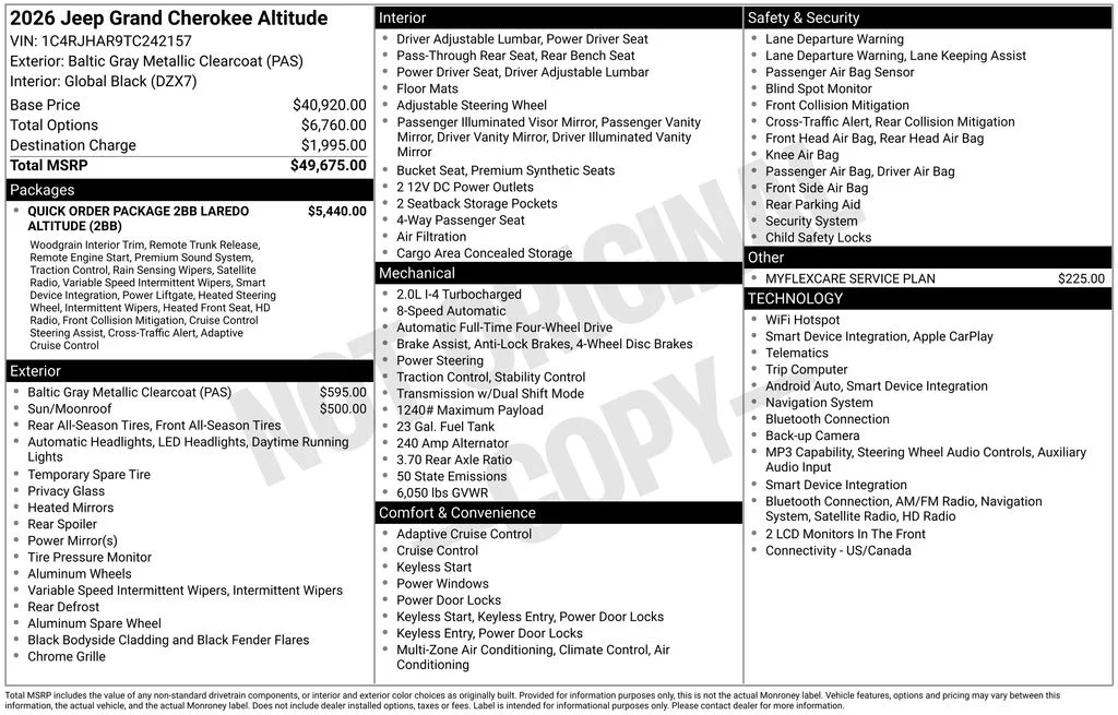 New 2026 Baltic Gray Metallic Clear-Coat Exterior Paint Jeep Altitude image 5