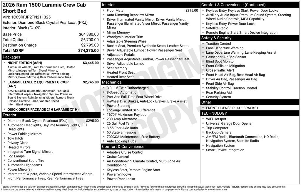 New 2026 Diamond Black Crystal Pearl-Coat Exterior Paint RAM Laramie image 35