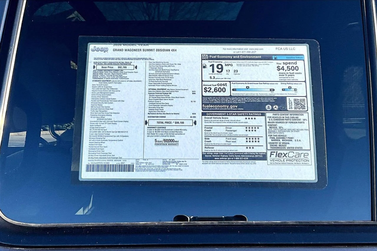New 2026 Baltic-Gray Metallic Clear-Coat Exterior Paint Jeep Summit Obsidian image 39