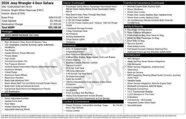 Used 2026 Black Jeep Sahara image 5