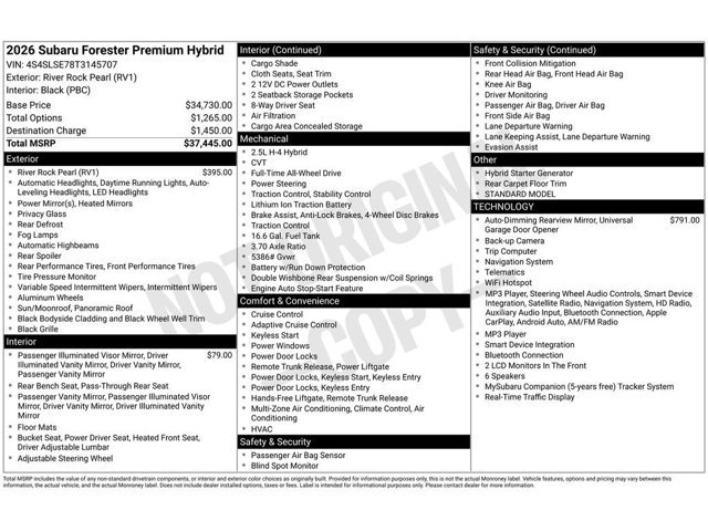 New 2026 RIVER ROCK PEARL Subaru Premium Hybrid image 1