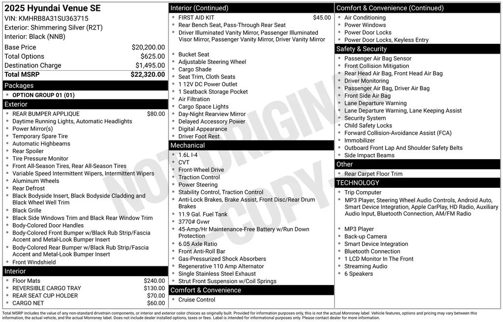 Used 2025 Silver Hyundai SE image 3