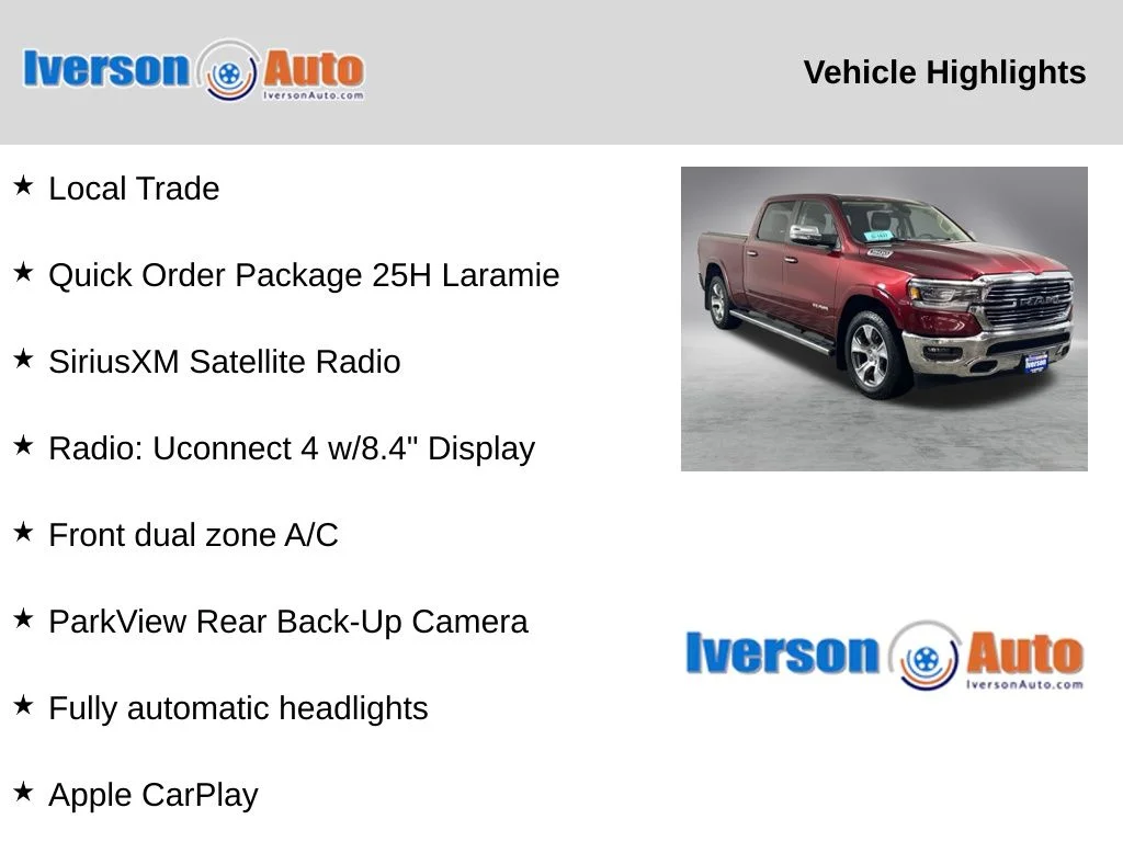 Used 2020 Delmonico Red Pearl Ram Laramie image 2