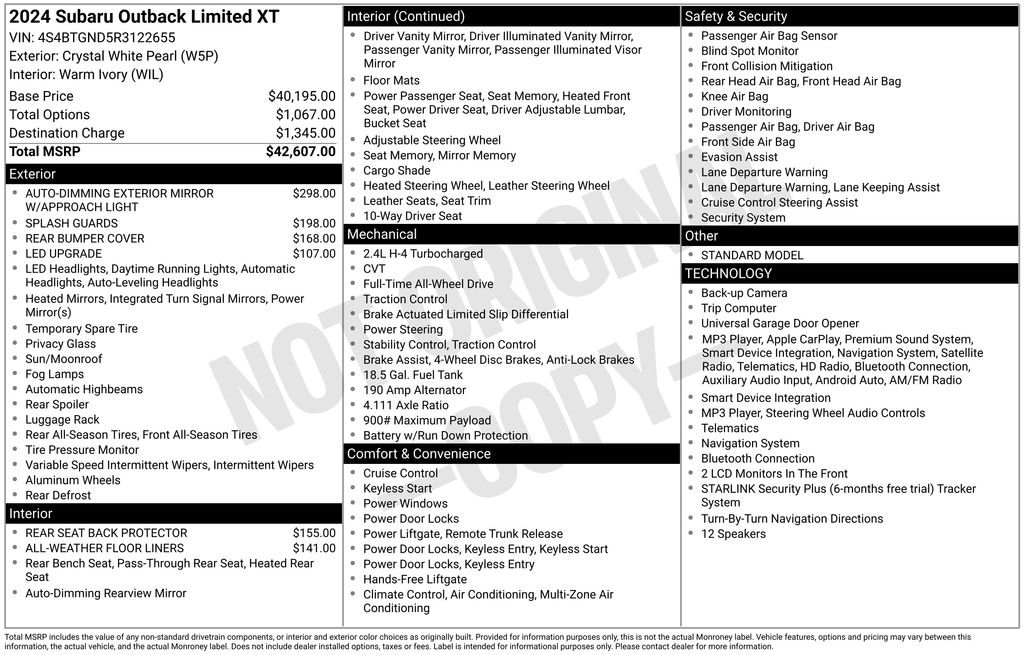 Used 2024 White Subaru Limited XT image 2