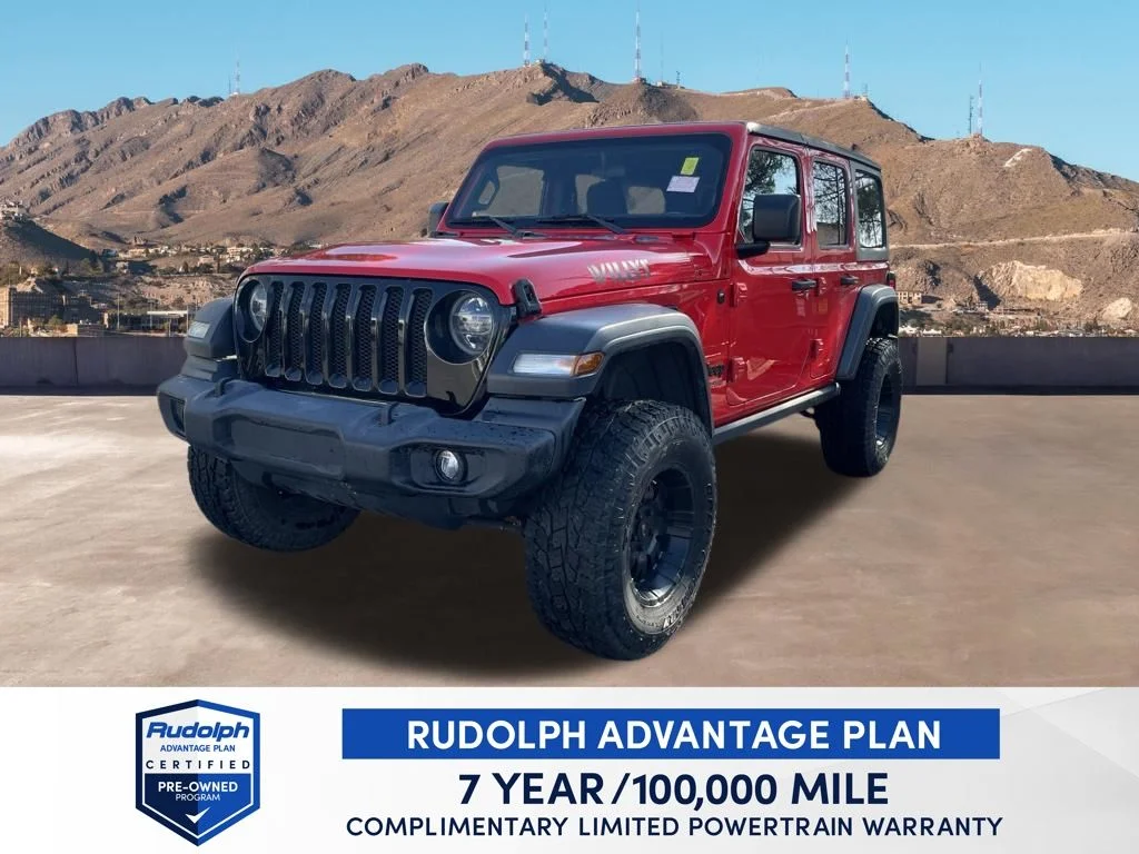 Used 2020 Red Clearcoat Jeep Unlimited Sport image 1