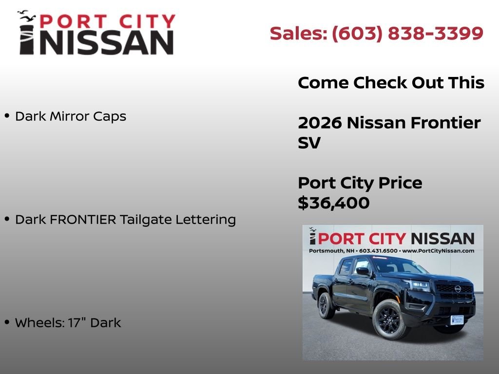 New 2026 Super Black Nissan Crew Cab SV image 12