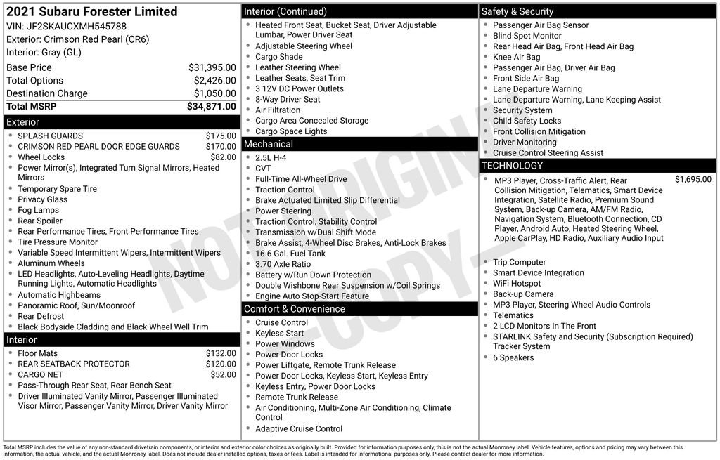 Used 2021 Red Subaru Limited image 33
