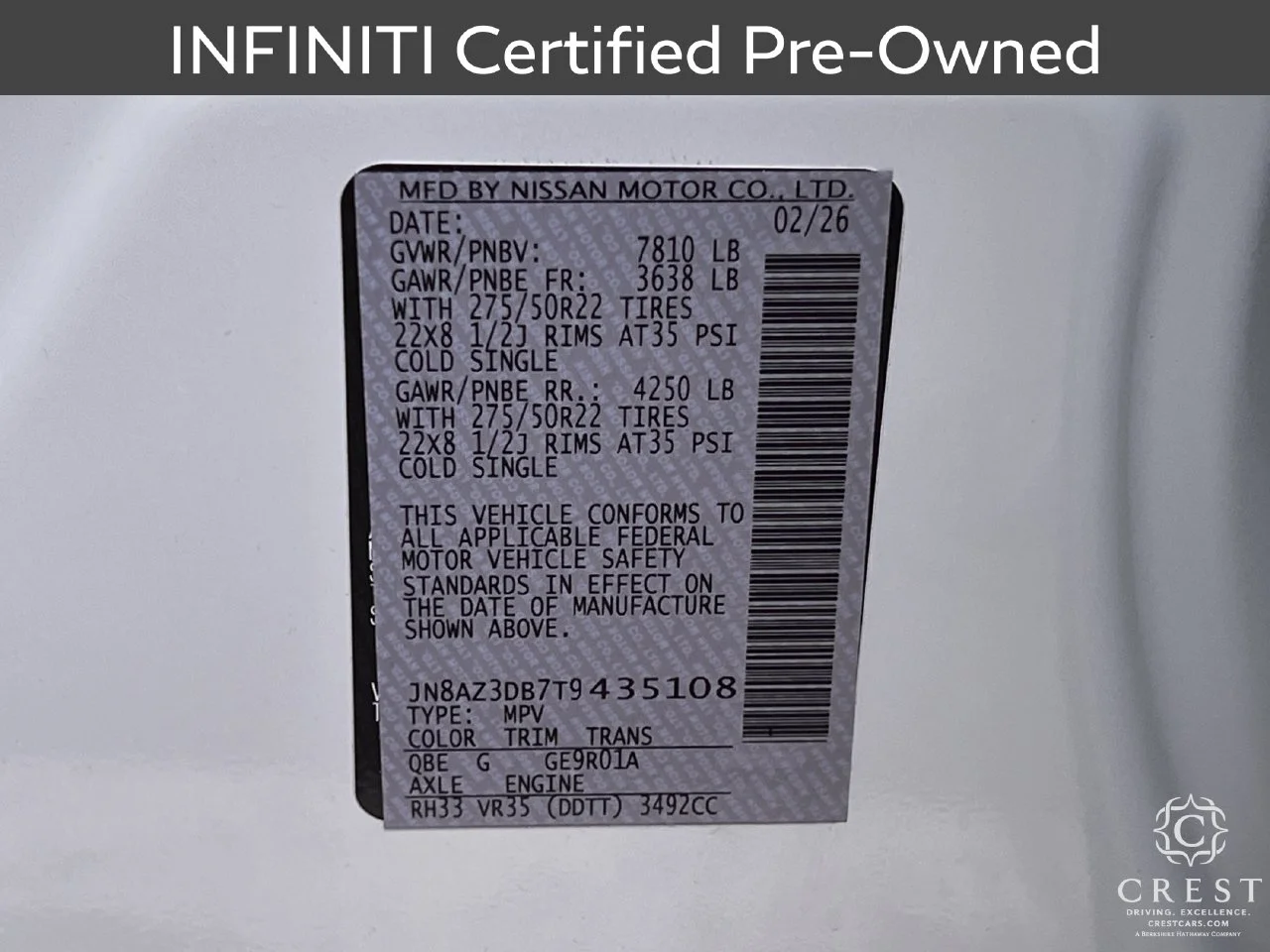 Certified Used 2026 Radiant White INFINITI SPORT image 34