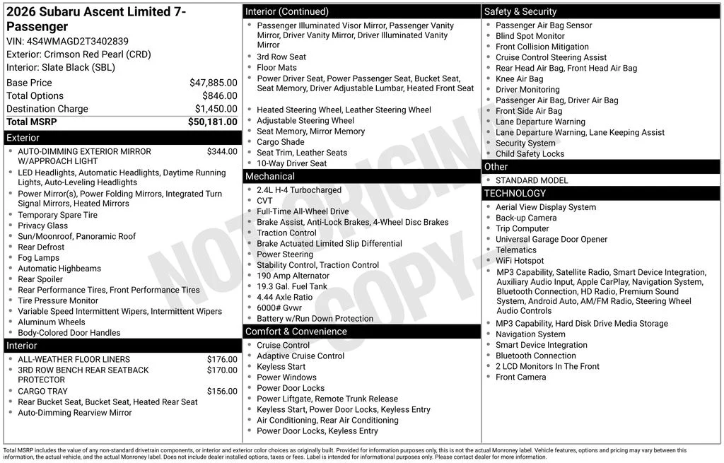 Used 2026 Red Subaru Limited image 47