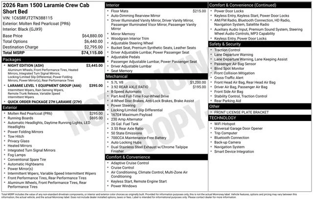 New 2026 Molten Red Pearl-Coat Exterior Paint RAM Laramie image 5