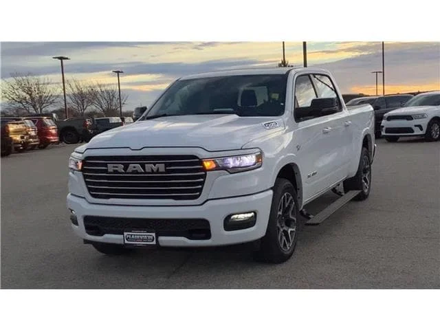 New 2026 Bright White Clear-Coat  Paint Ram LARAMIE CREW CAB 4X4 5