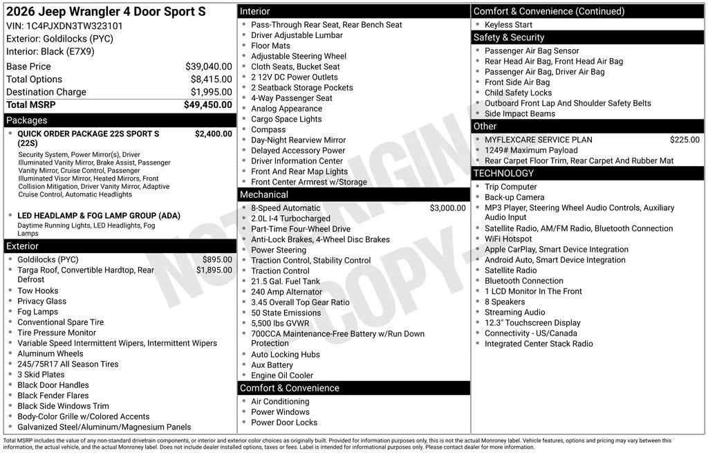 New 2026 Goldilocks Exterior Paint Jeep Sport S image 39