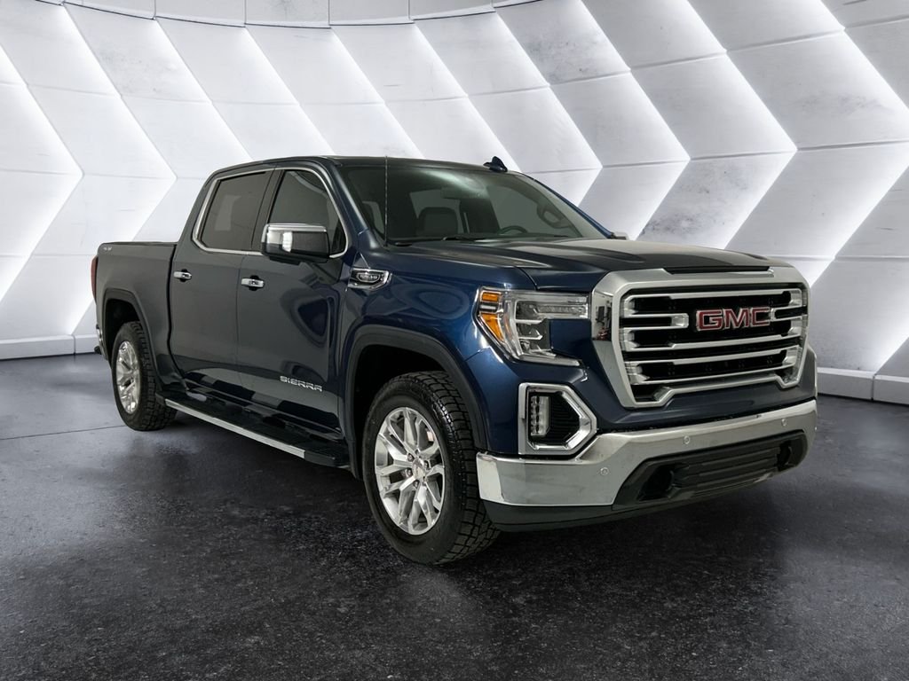 Blue 2019 GMC Sierra 1500 SLT Crew Cab 4WD Pickup Truck Four-Wheel Drive 8-Speed Automatic