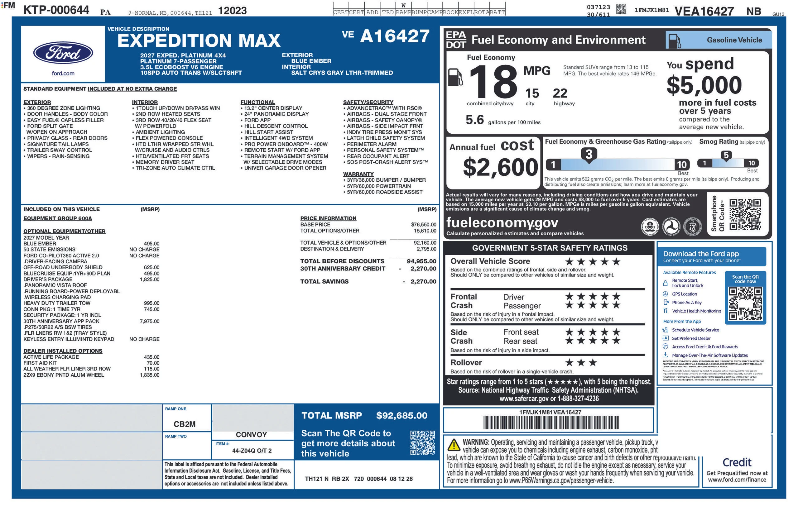 New 2027 Blue Ember Metallic Ford Platinum image 6