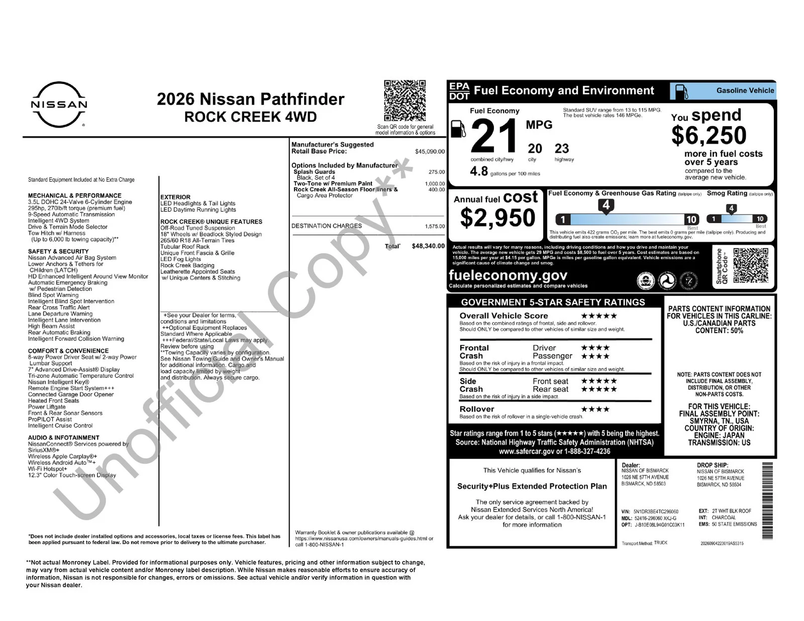 New 2026 Everest White Pearl TriCoat / Super Black Two-tone Nissan Rock Creek® image 13