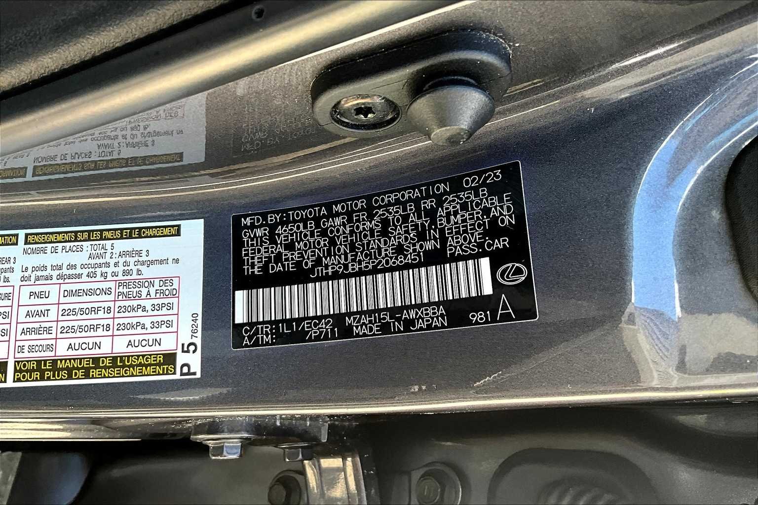 Used 2023 Cloudburst Gray Lexus Premium image 36