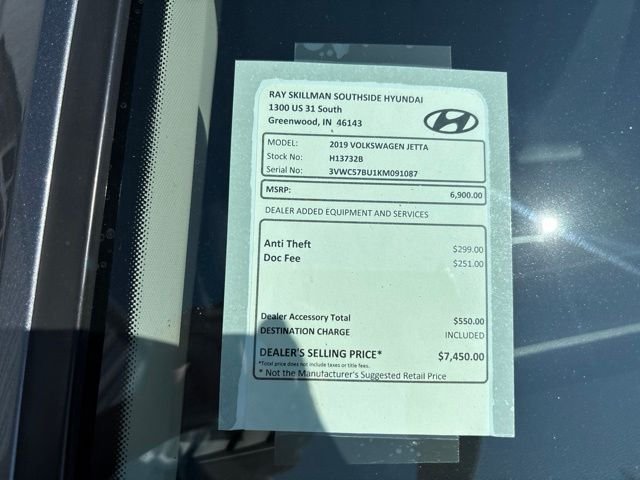 Used 2019 Volkswagen Jetta SE with VIN 3VWC57BU1KM091087 for sale in Greenwood, IN