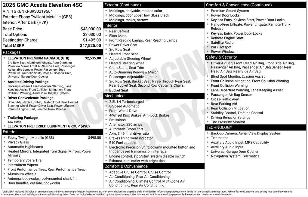 Used 2025 Ebony Twilight Metallic GMC Elevation image 7