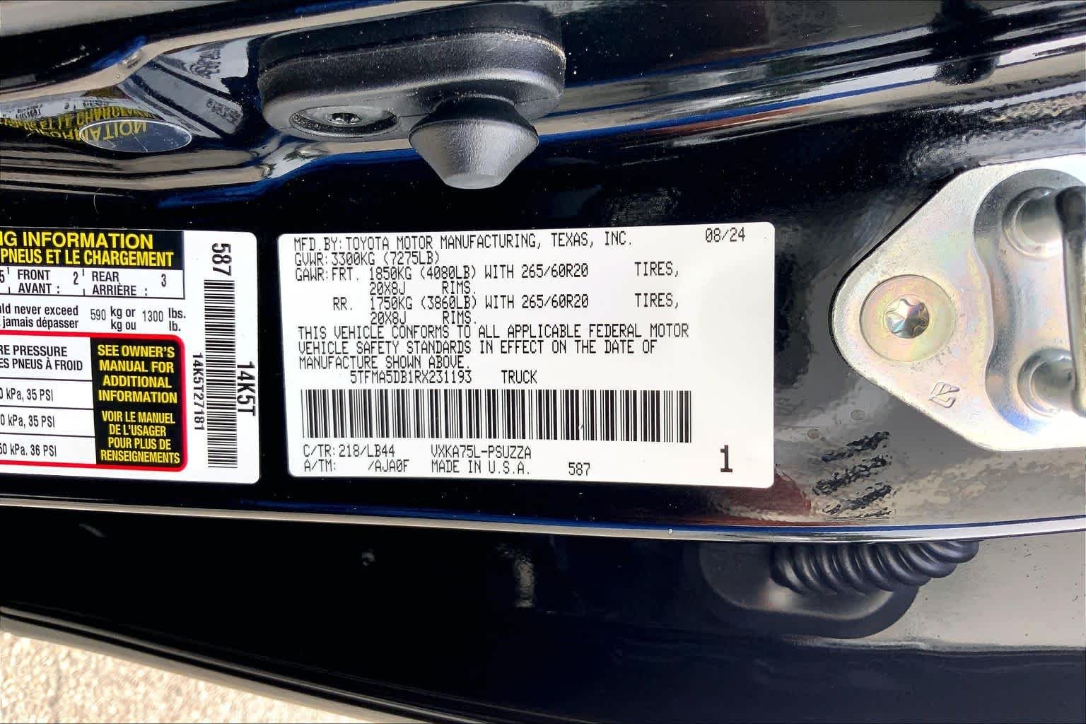 Used 2024 Midnight Black Metallic Toyota 1794 Edition image 36