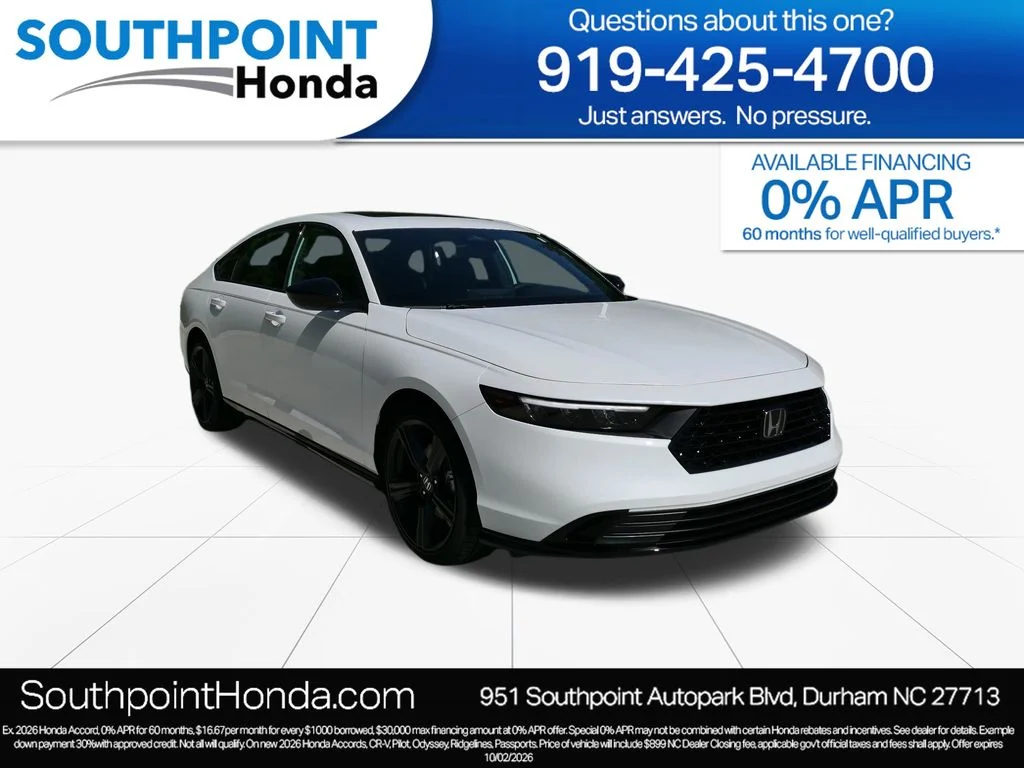 New 2026 Platinum White Pearl Honda Sport-L image 1