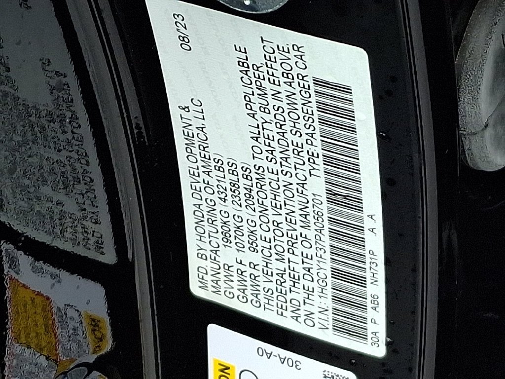 Certified Used 2023 Crystal Black Pearl Honda 1.5T EX image 61