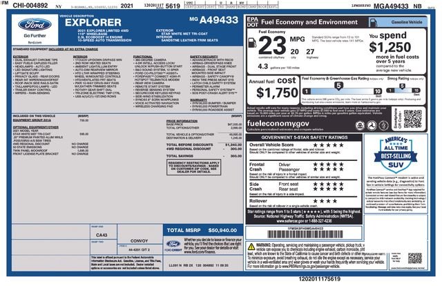 Used 2021 White Metallic Ford Limited image 9