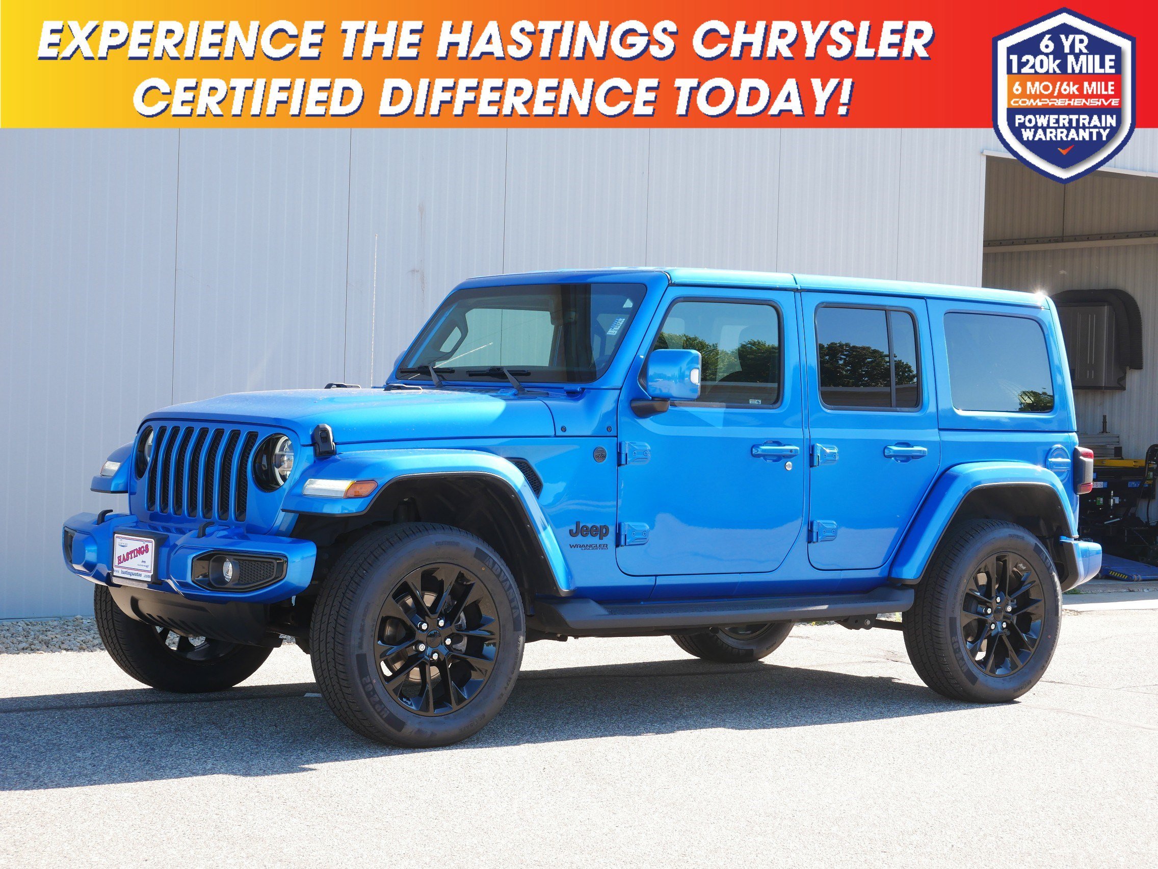 Certified Used 2022 Hydro Blue Pearlcoat Jeep Unlimited High Altitude image 1