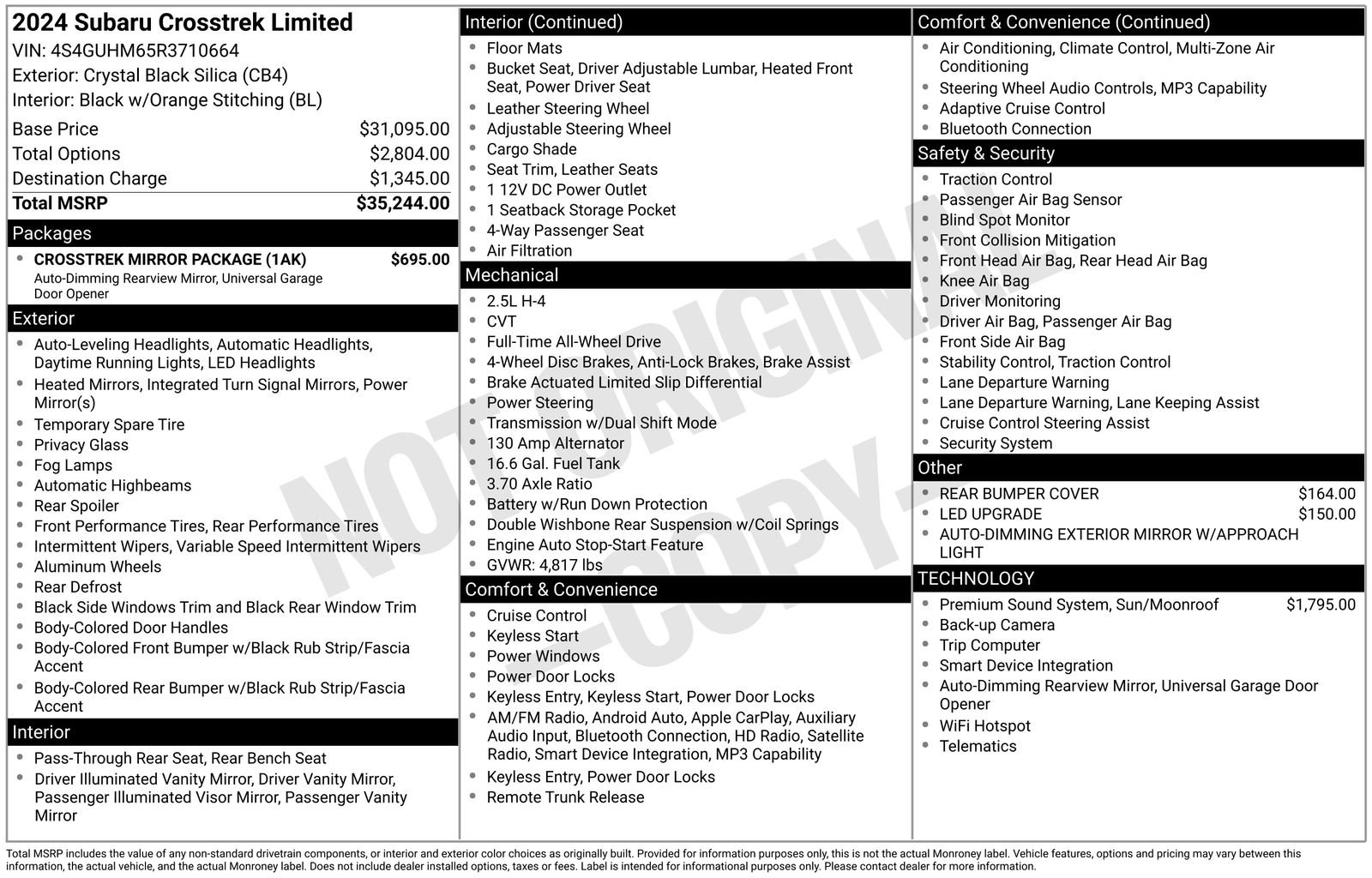 Used 2024 Black Subaru Limited image 71