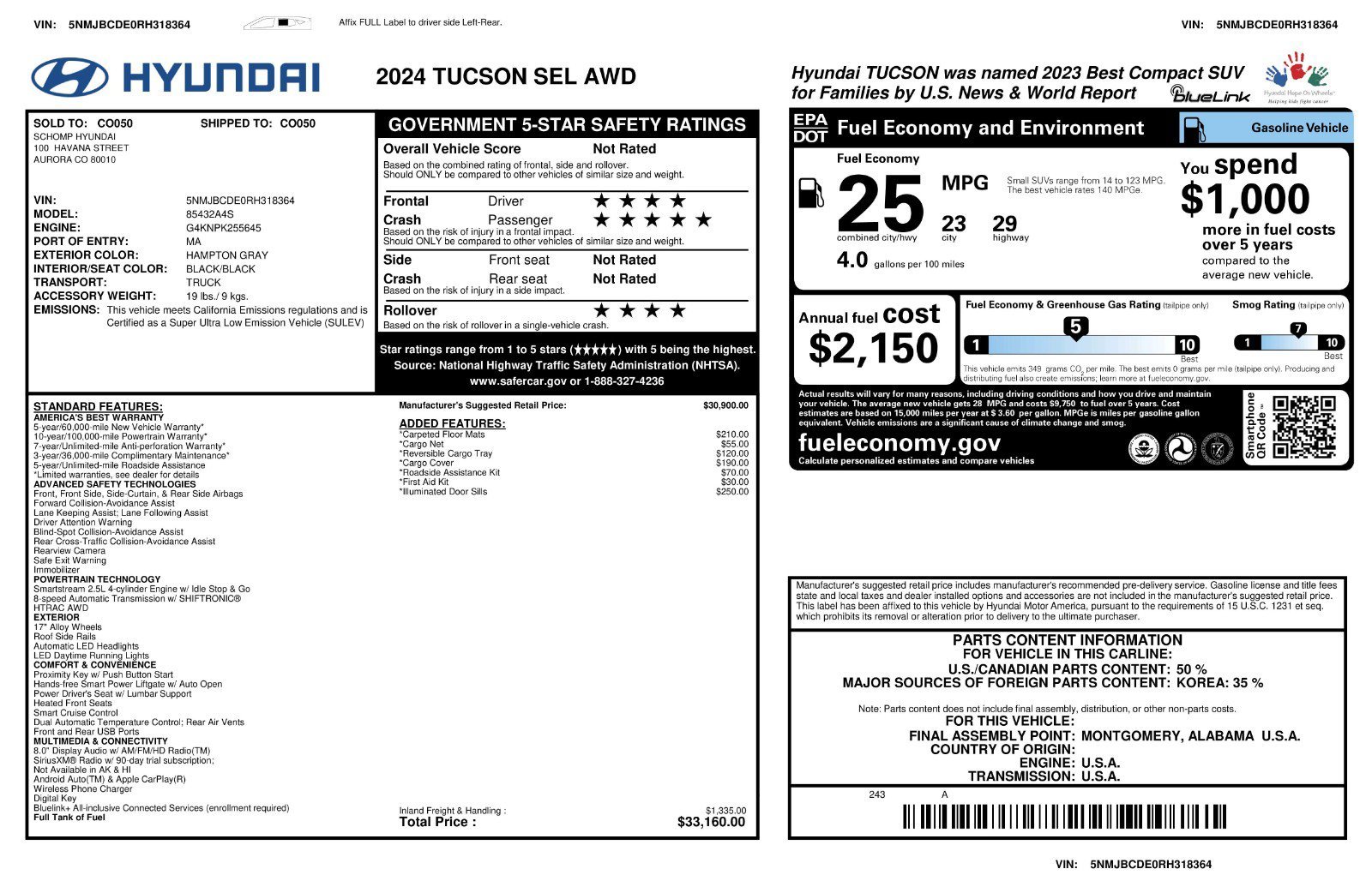 Certified Used 2024 Hampton Gray Hyundai SEL image 11
