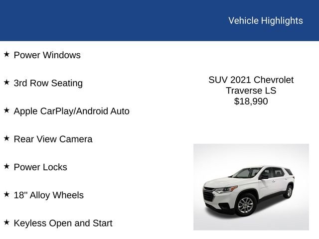Certified Used 2021 Summit White Chevrolet LS image 2