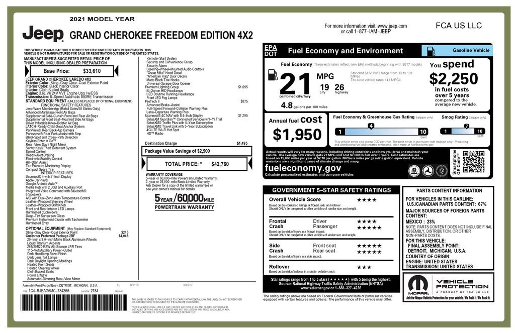 Used 2021 Gray Jeep Freedom Edition image 4