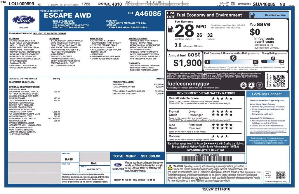 New 2025 Star White Metallic Tri-coat Ford ST-Line image 24