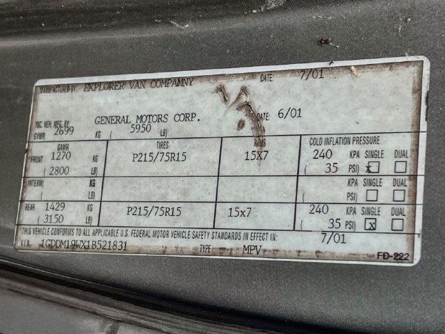 2001 Chevrolet Astro Cargo Base - Photo 10