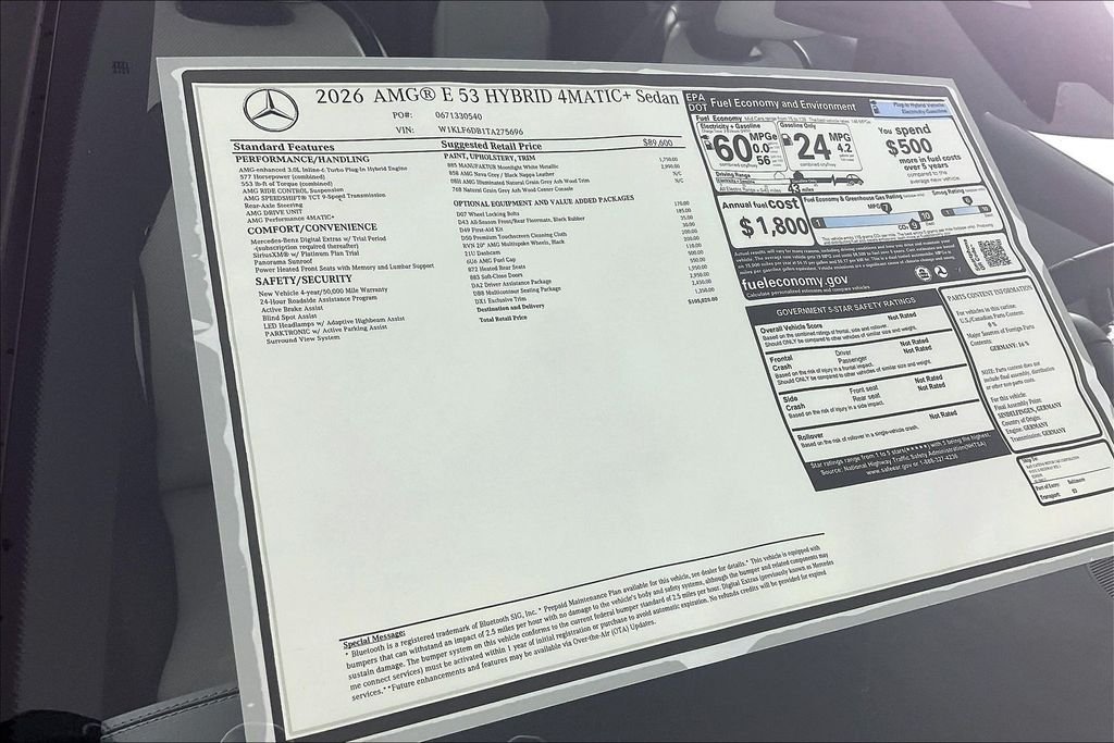 New 2026 MANUFAKTUR Moonlight White Metallic Mercedes-Benz AMG® E 53 E 4MATIC+ Sedan image 13