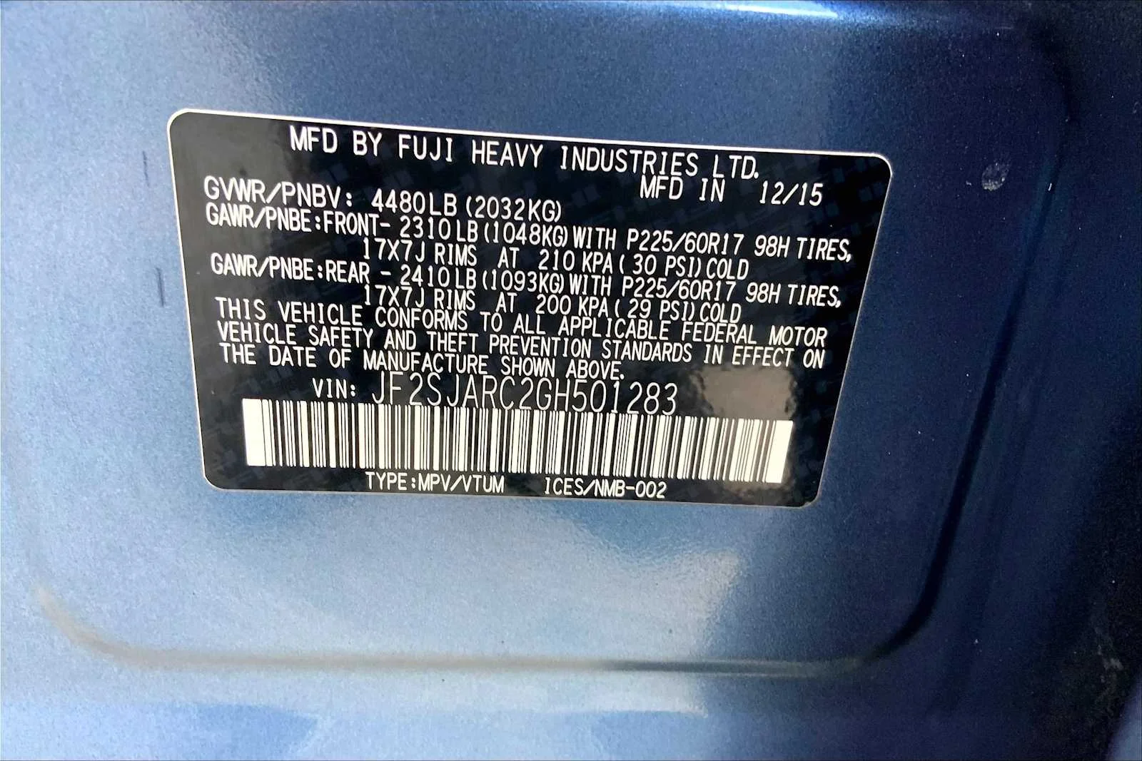 Used 2016 Quartz Blue Pearl Subaru 2.5i Limited image 34