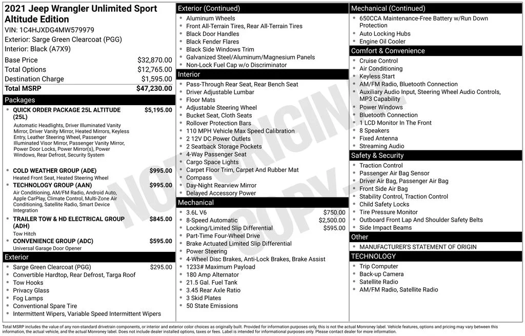 Used 2021 Green Jeep Unlimited Sport Altitude image 2