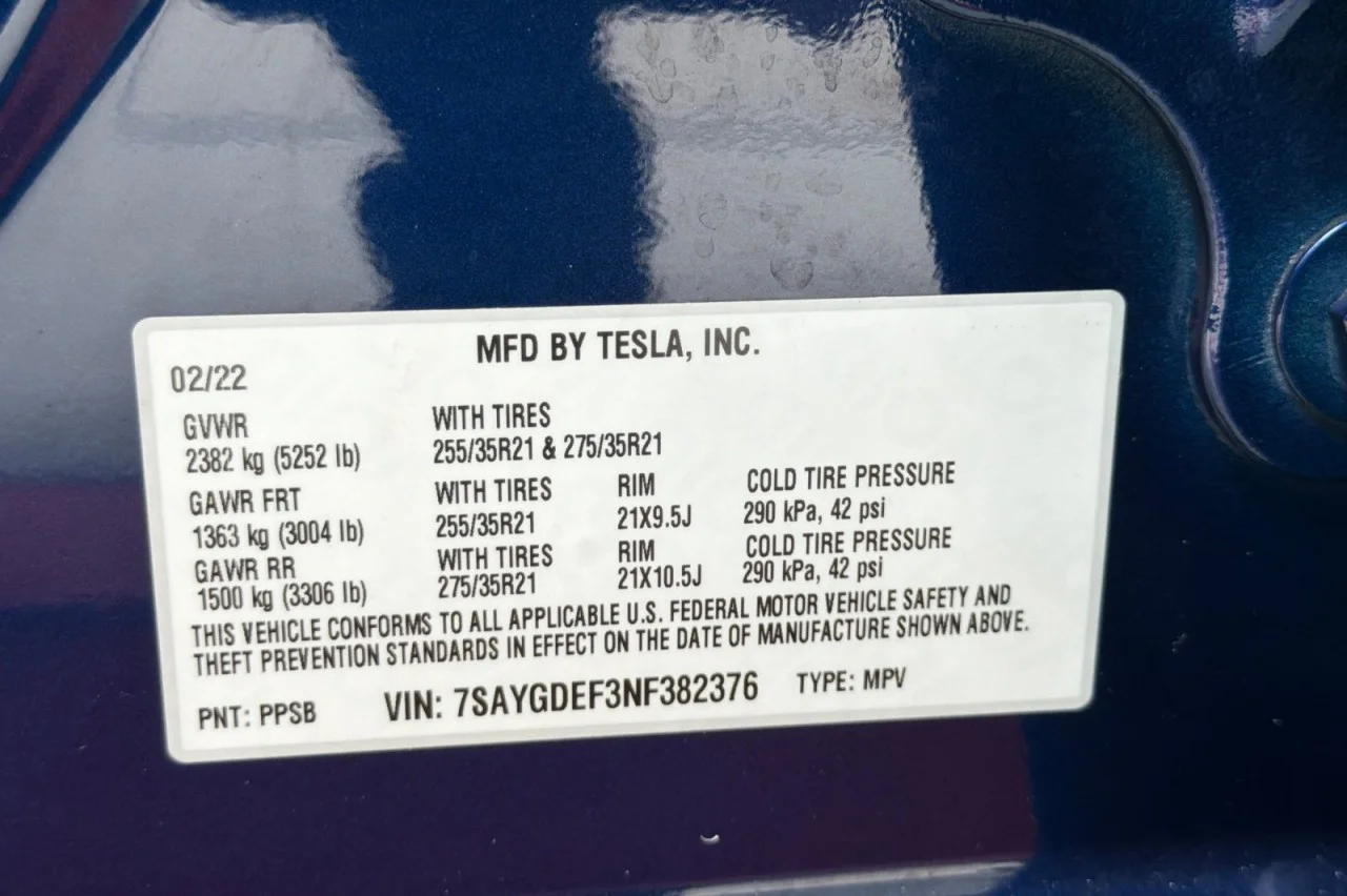Used 2022 BLUE Tesla Performance image 28
