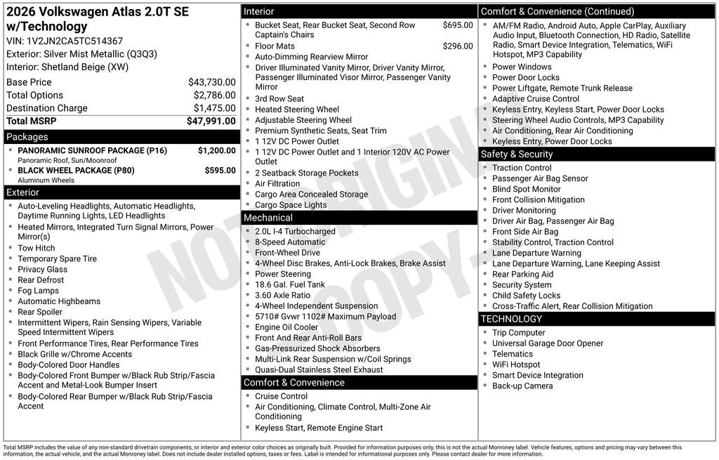 Used 2026 Silver Volkswagen 2.0T SE w/Technology image 4