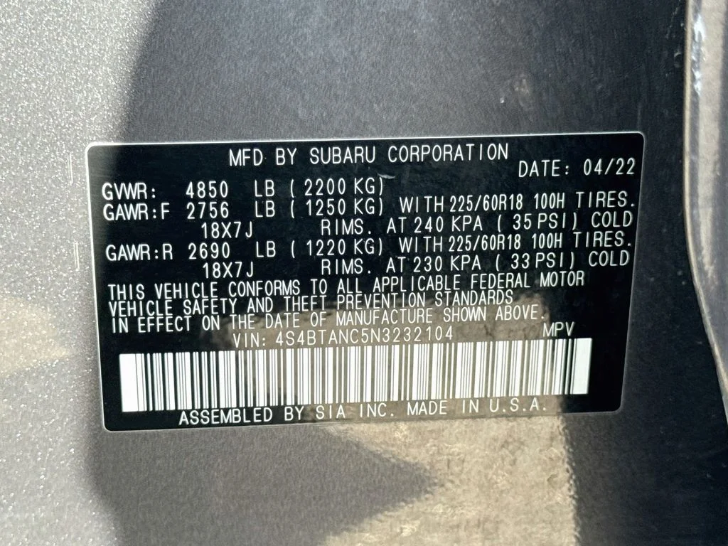 Used 2022 Gray Subaru Limited image 42