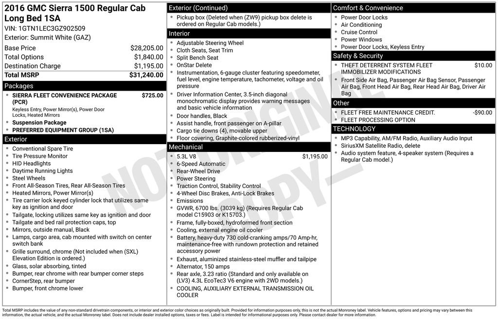 Used 2016 White GMC Base image 1