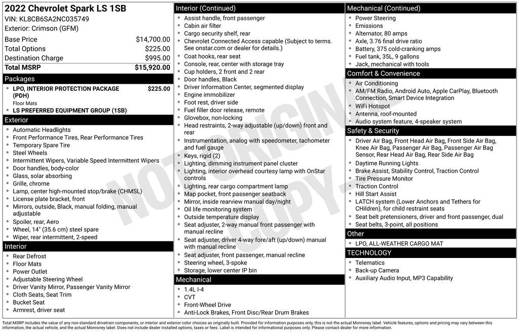 Used 2022 Red Chevrolet LS image 10