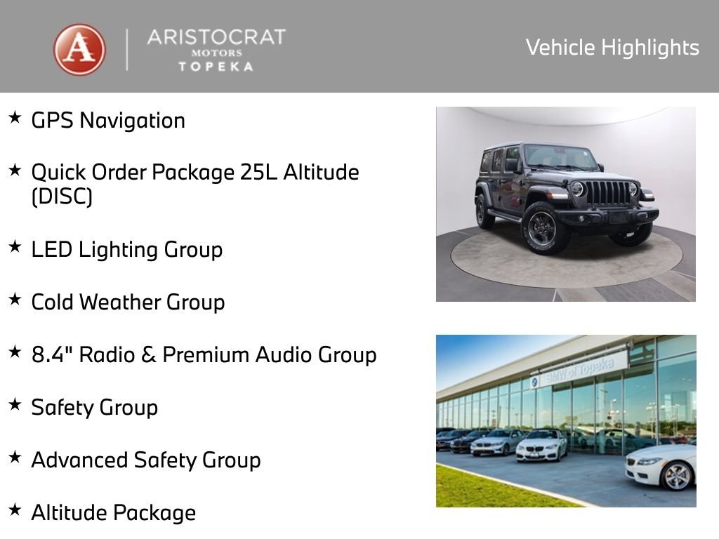 Used 2021 Jeep Wrangler Unlimited Sahara Altitude with VIN 1C4HJXEG6MW588861 for sale in Kansas City