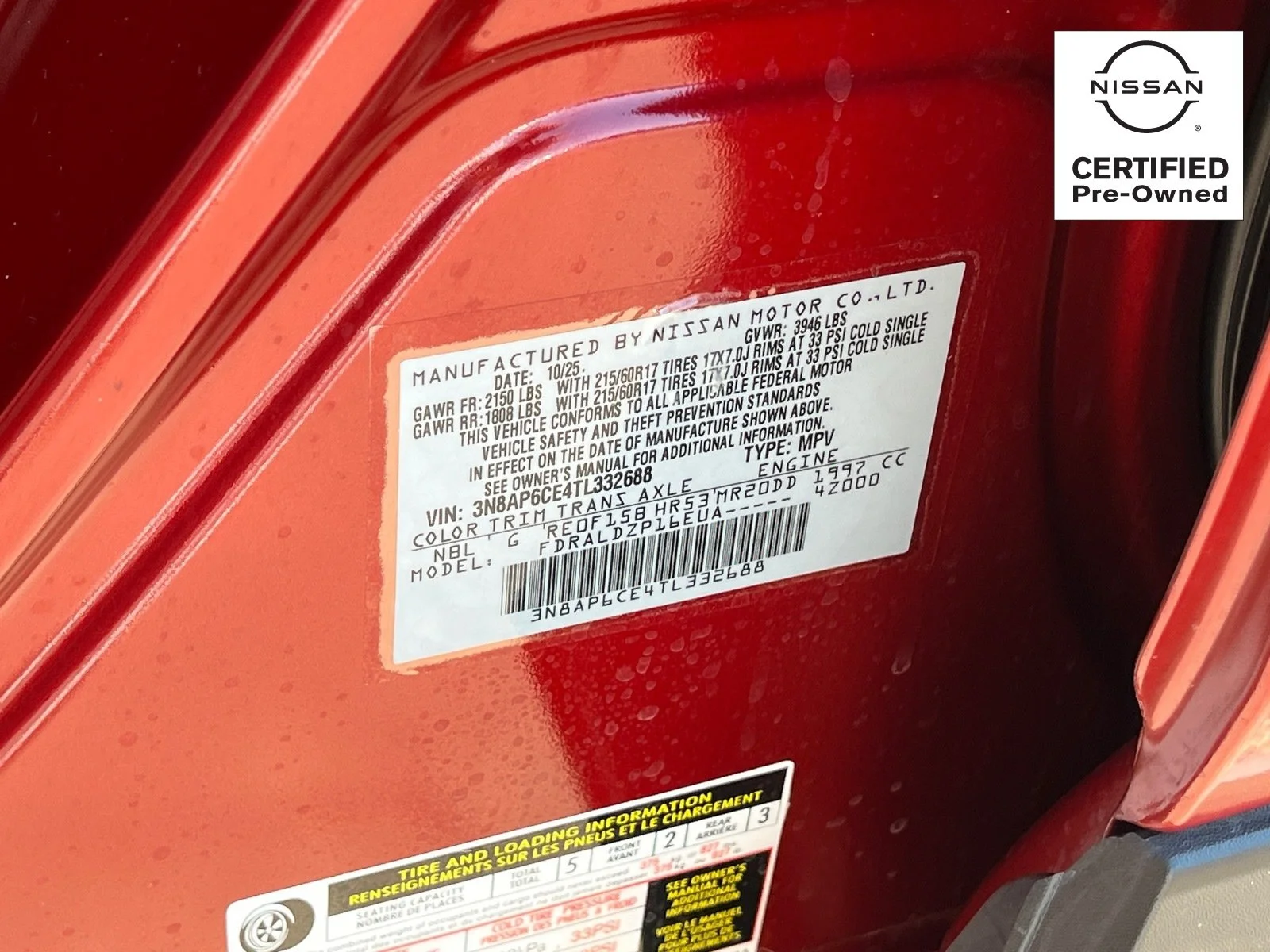 Used 2026 Scarlet Ember Tintcoat Nissan SV image 28