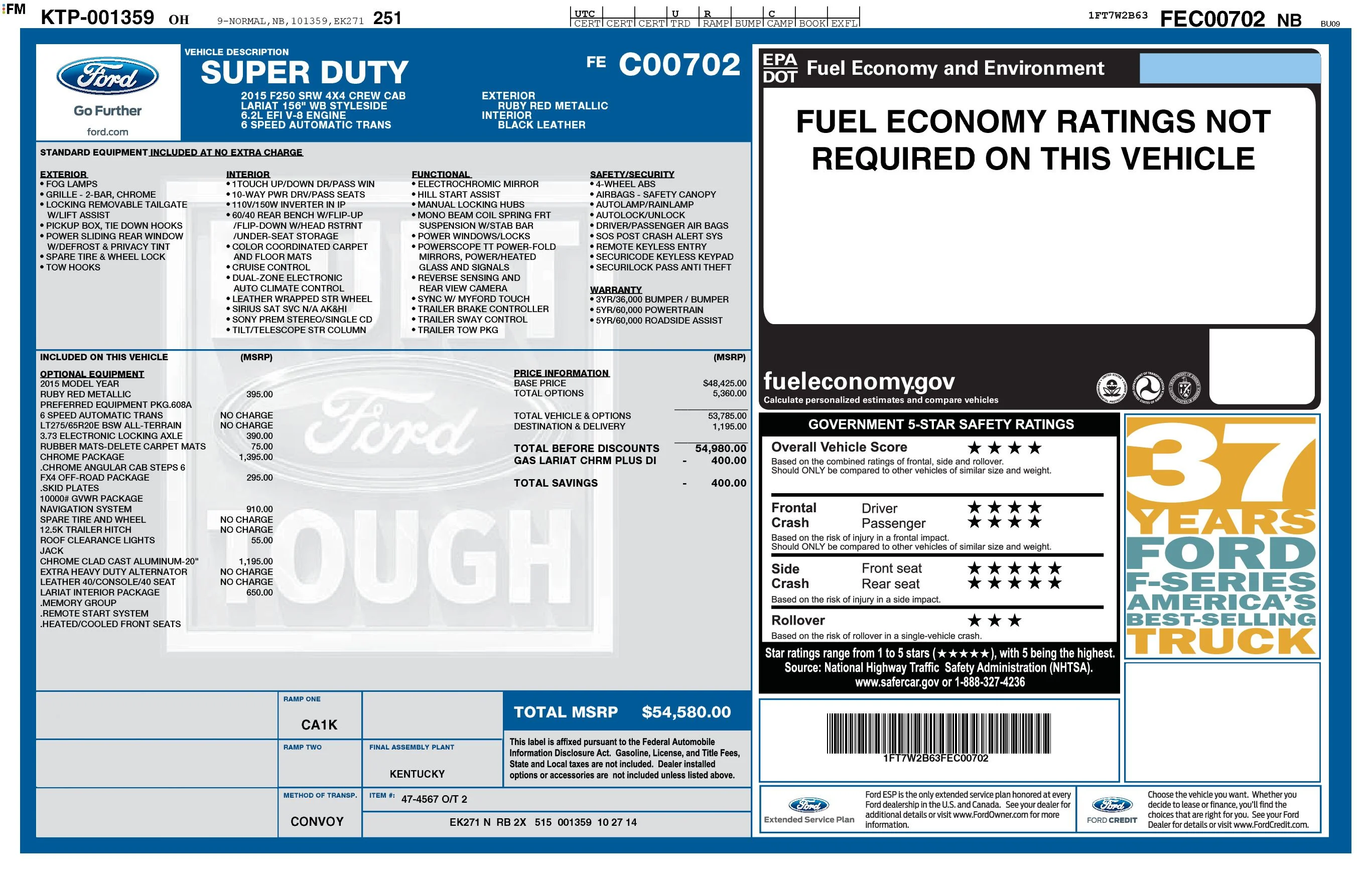 Used 2015 Ruby Red Metallic Ford Lariat image 44