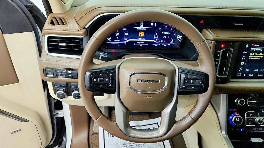 Used 2023 White Frost Tricoat GMC Denali 4WD w/ Panoramic Roof, 22