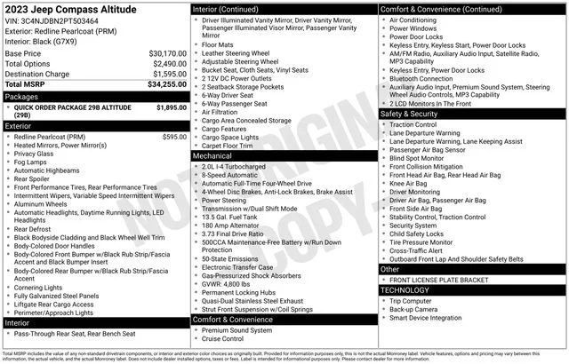 Used 2023 Redline Pearlcoat Jeep Latitude image 37