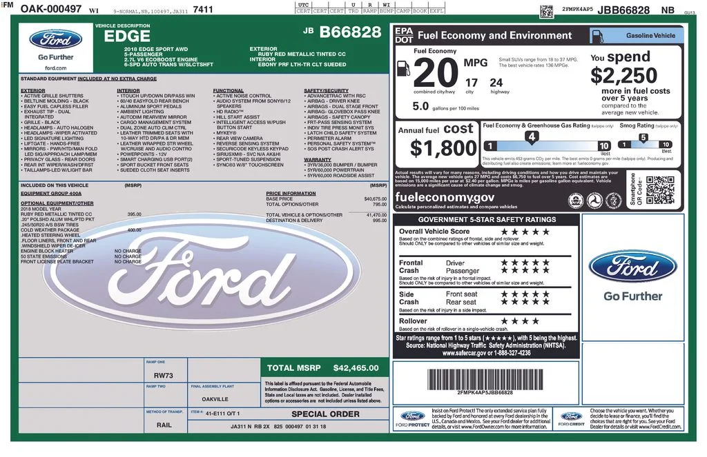 Used 2018 Ruby Red Metallic Tinted Clearcoat Ford Sport image 12